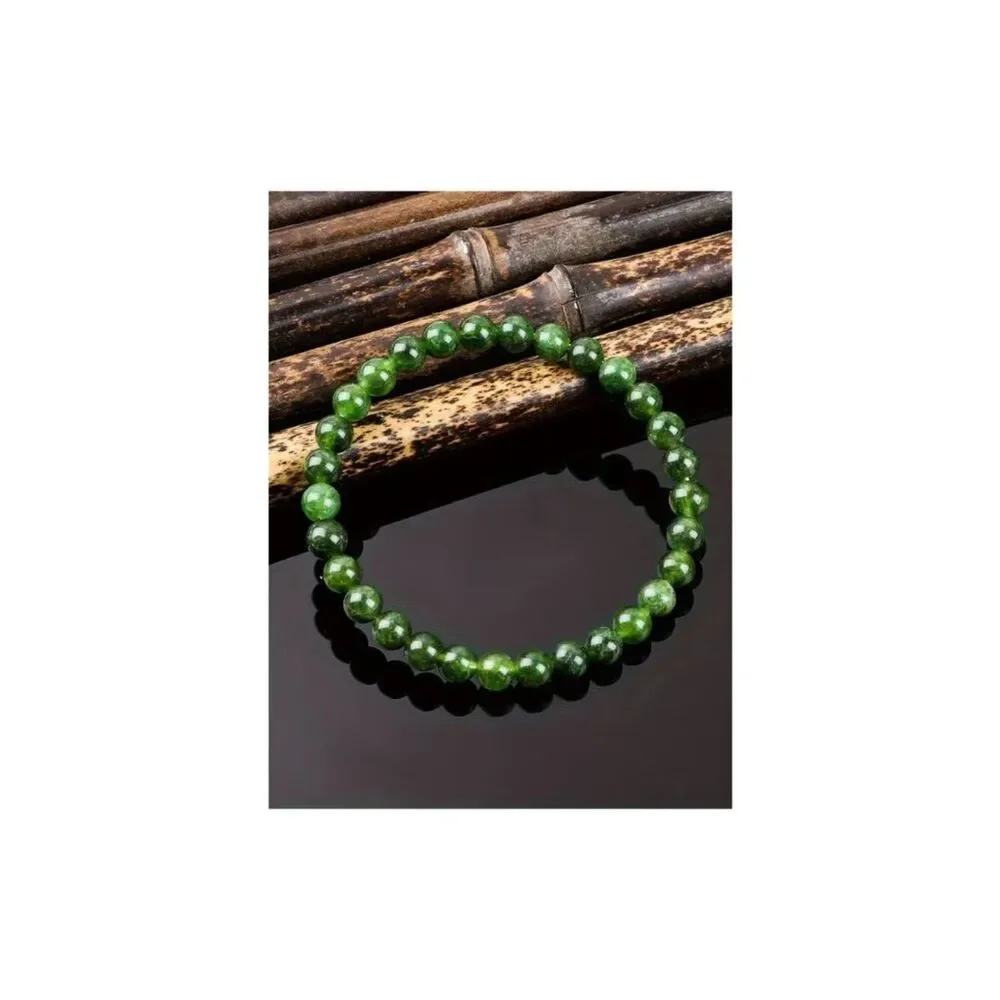 Stretch Bracelet Natural Green Zoisite 6mm Beads Symbolizing Vitality Prosperity